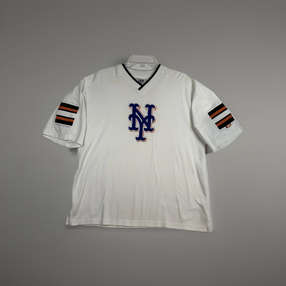 VTG New York NY Mets Jersey Style Short Sleeve Baseball MLB Lee Sport Y2K